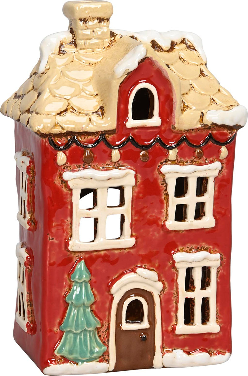 Casetta Portacandela in Ceramica con Pino