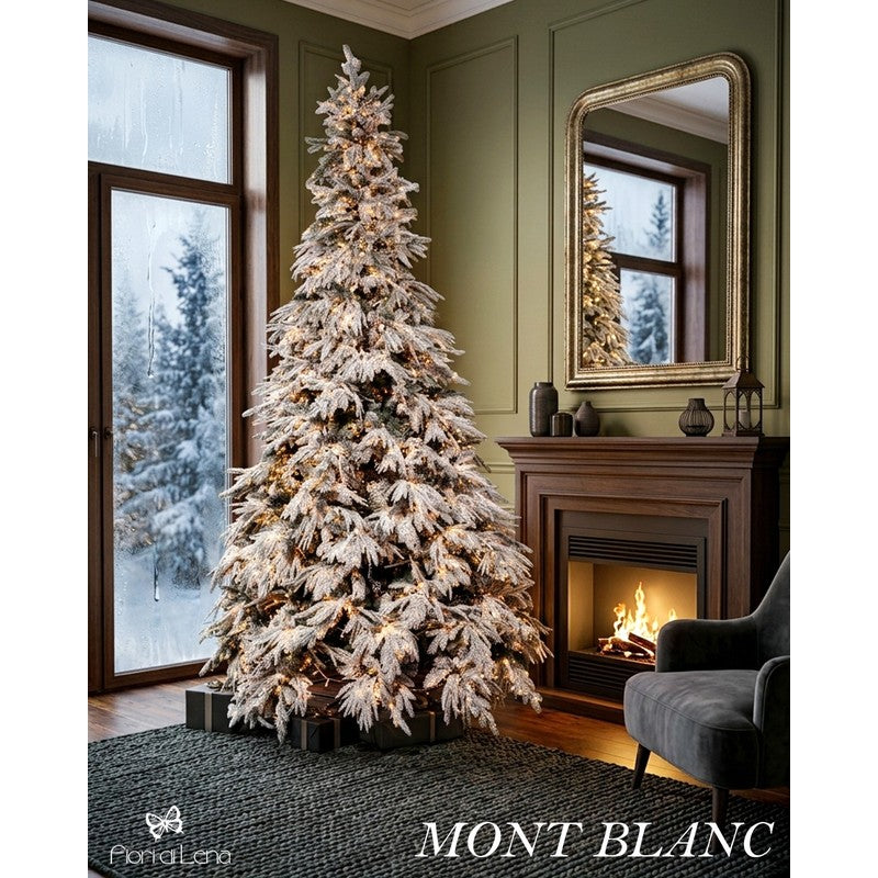 FIORI DI LENA Albero di Natale Mont Blanc Innevato H 240 cm con 3200 Led e Bacchetta