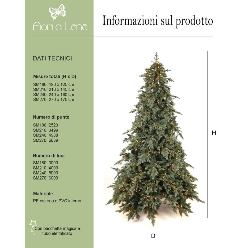 FIORI DI LENA Albero di Natale St. Moritz Verde 240 cm con 5000 LED