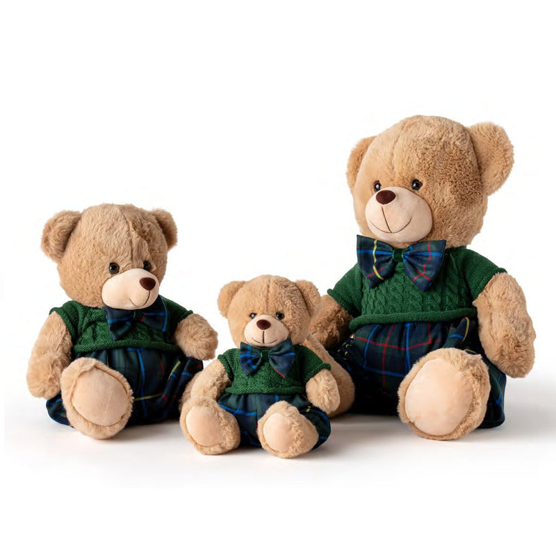 FIORI DI LENA Orsetto in Peluche Medio con Vestito Blu e Verde 30 cm
