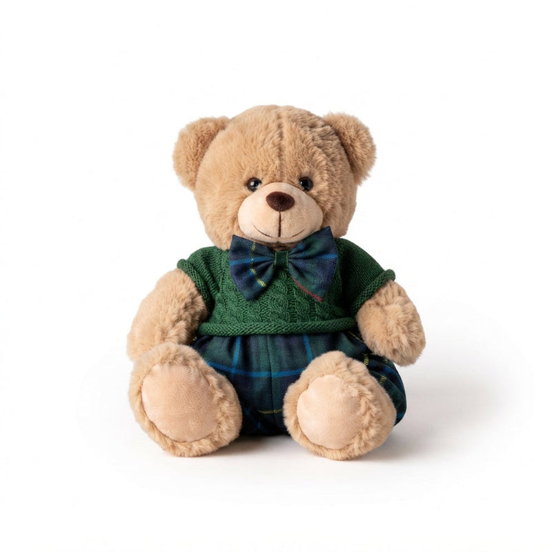 FIORI DI LENA Orsetto in Peluche Medio con Vestito Blu e Verde 30 cm