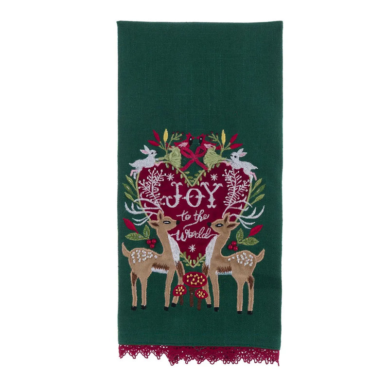 BLANC MARICLÒ Canovaccio Natalizio Verde in Cotone Joy to the World 40 × 70 cm