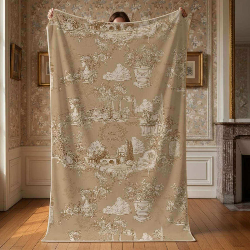 BLANC MARICLÒ Plaid Sherpa Toile du Borgo Beige 140 × 170 cm con Sacca