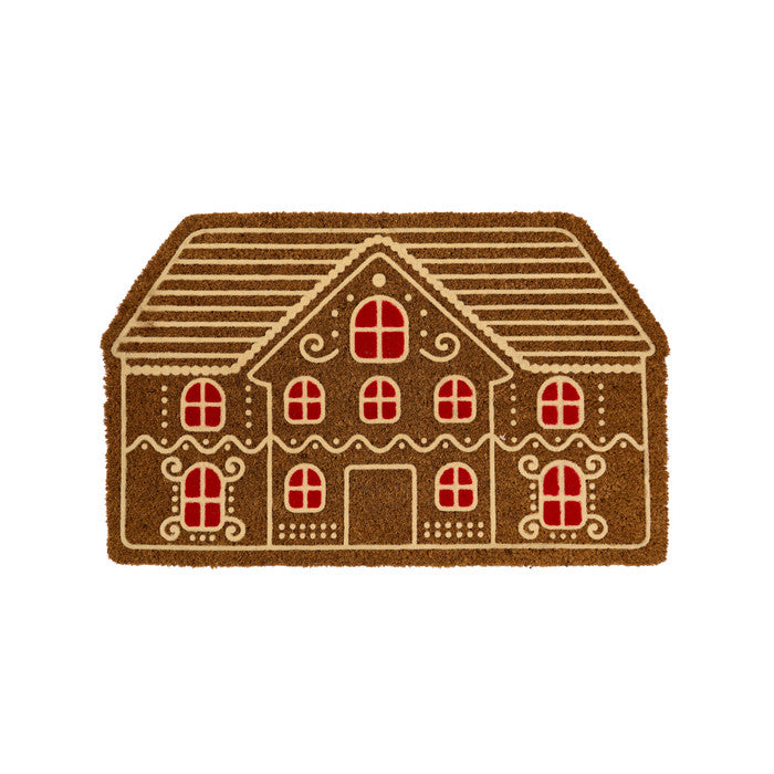 NUVOLE DI STOFFA Zerbino Natalizio in Cocco Casa Finestre Rosse 45 × 75 cm