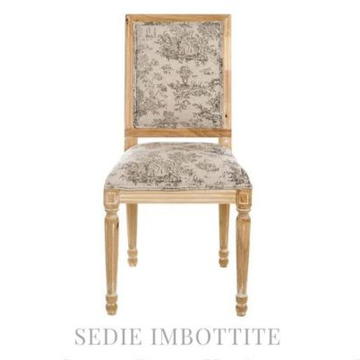 BLANC MARICLÒ Sedia con Imbottitura Fantasia Toile De Jouy in Legno di Melia