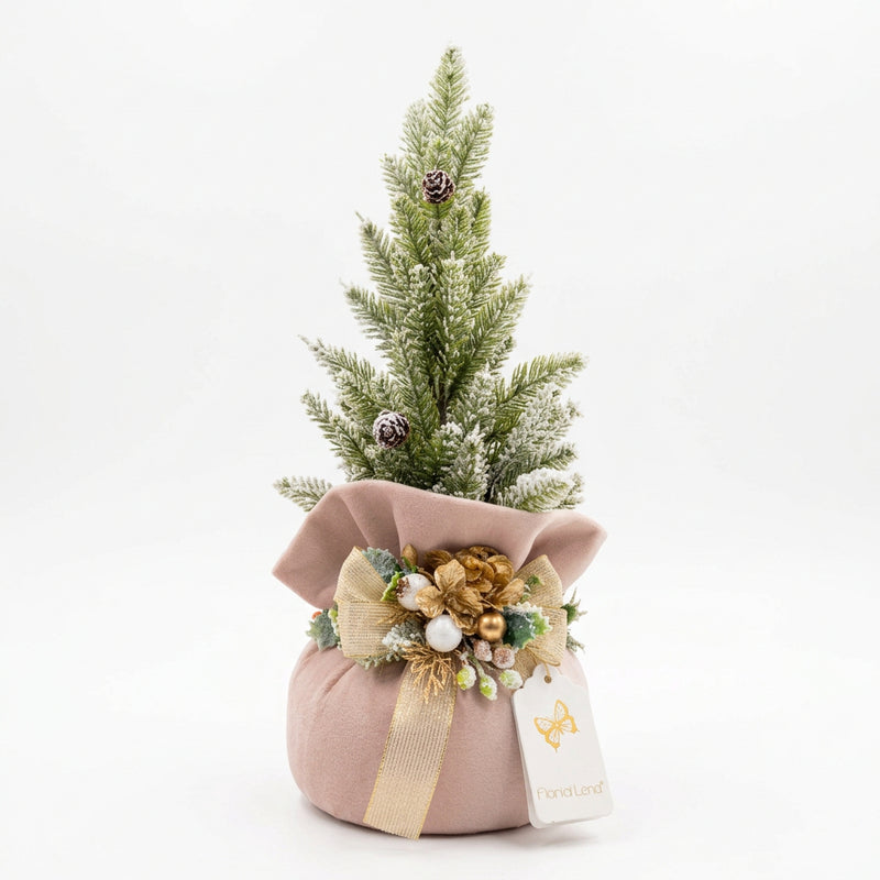 FIORI DI LENA Alberello Natalizio con Saccoccio in Velluto Cipria H 40 cm