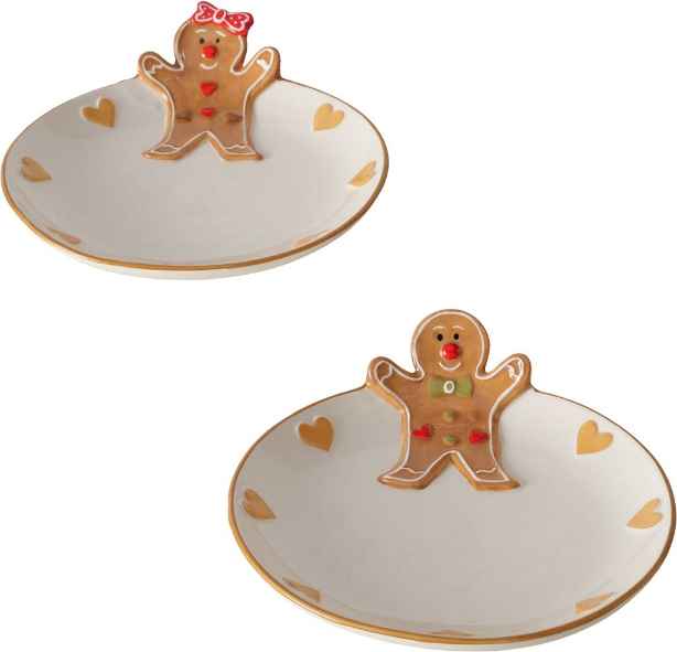 BOLTZE Piatto Portacioccolatini in Ceramica con Omino di Pan di Zenzero