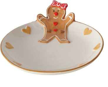 BOLTZE Piatto Portacioccolatini in Ceramica con Omino di Pan di Zenzero