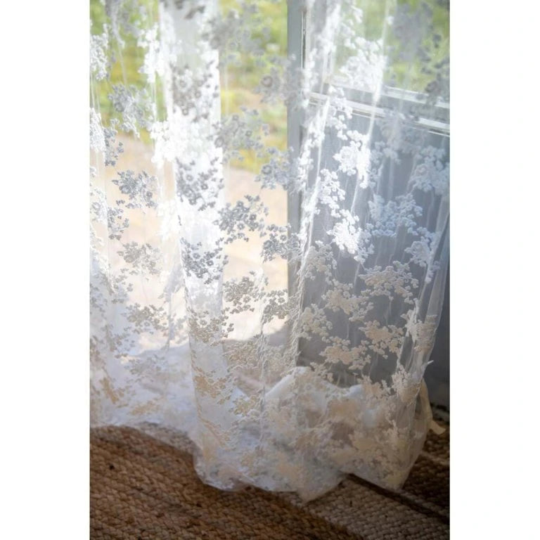BLANC MARICLÒ Tenda in Pizzo Ricamato con Lacci "DENTELLE"