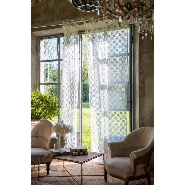 BLANC MARICLÒ Tenda in Pizzo Ricamato con Lacci "DENTELLE"