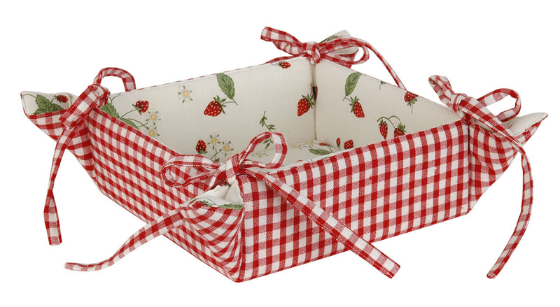 Clayre & Eef Cestino Porta Pane a Quadri con Fragole "STRAWBERRY GARDEN"