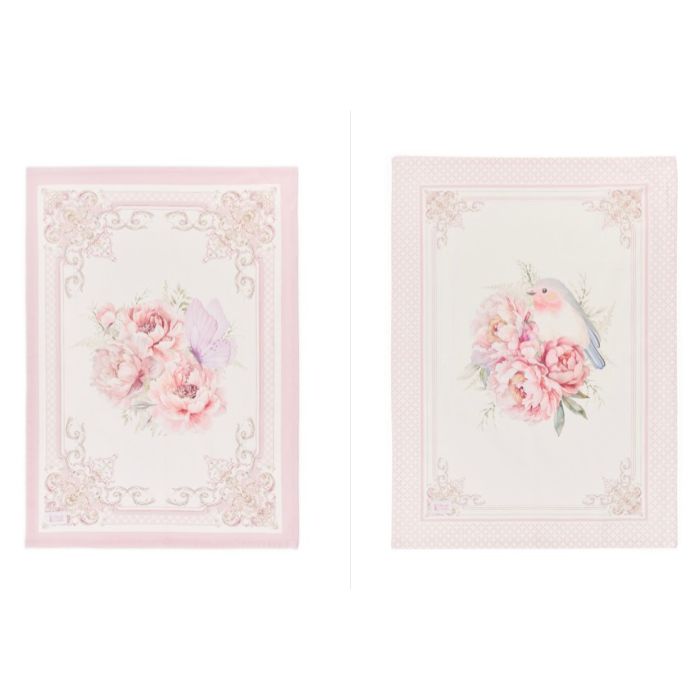 NUVOLE DI STOFFA Canovaccio in Cotone con Farfalla/Uccellino "FIORIRÀ"