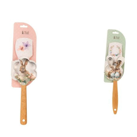NUVOLE DI STOFFA Spatola in Silicone con Stampino Coniglietto Rosa/Verde "PEPEN"
