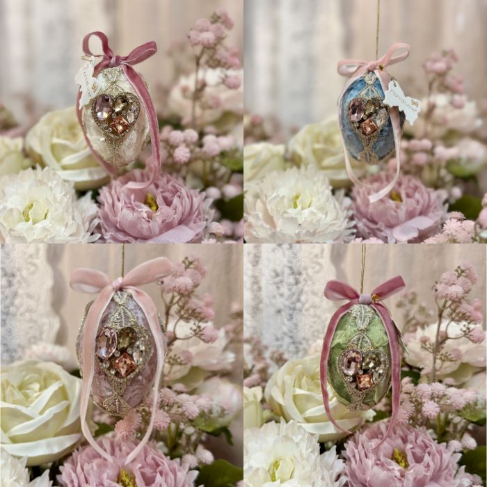 FIORI DI LENA Uovo in Velluto con Gioiello Cuore