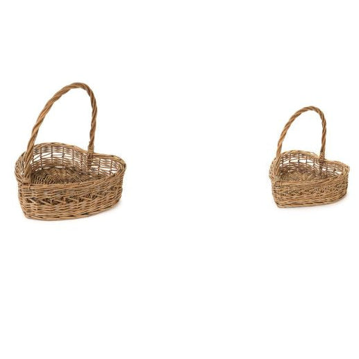 Set 2 ceste a cuore in vimini con manico Nuvole di Stoffa shabby chic romantico