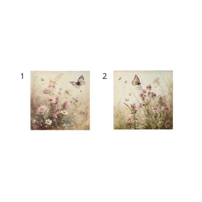 NUVOLE DI STOFFA Quadro con Fiori e Farfalle