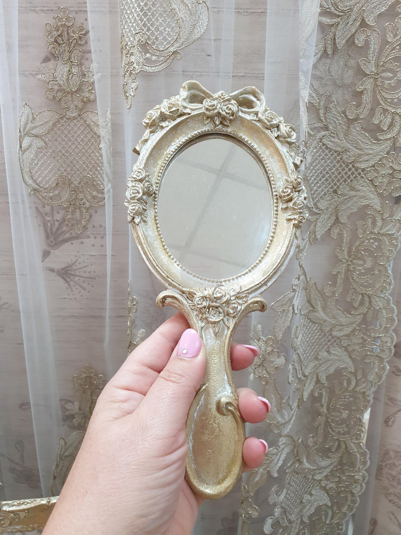 COCCOLE DI CASA Specchietto Bown Dorato Sbiancato