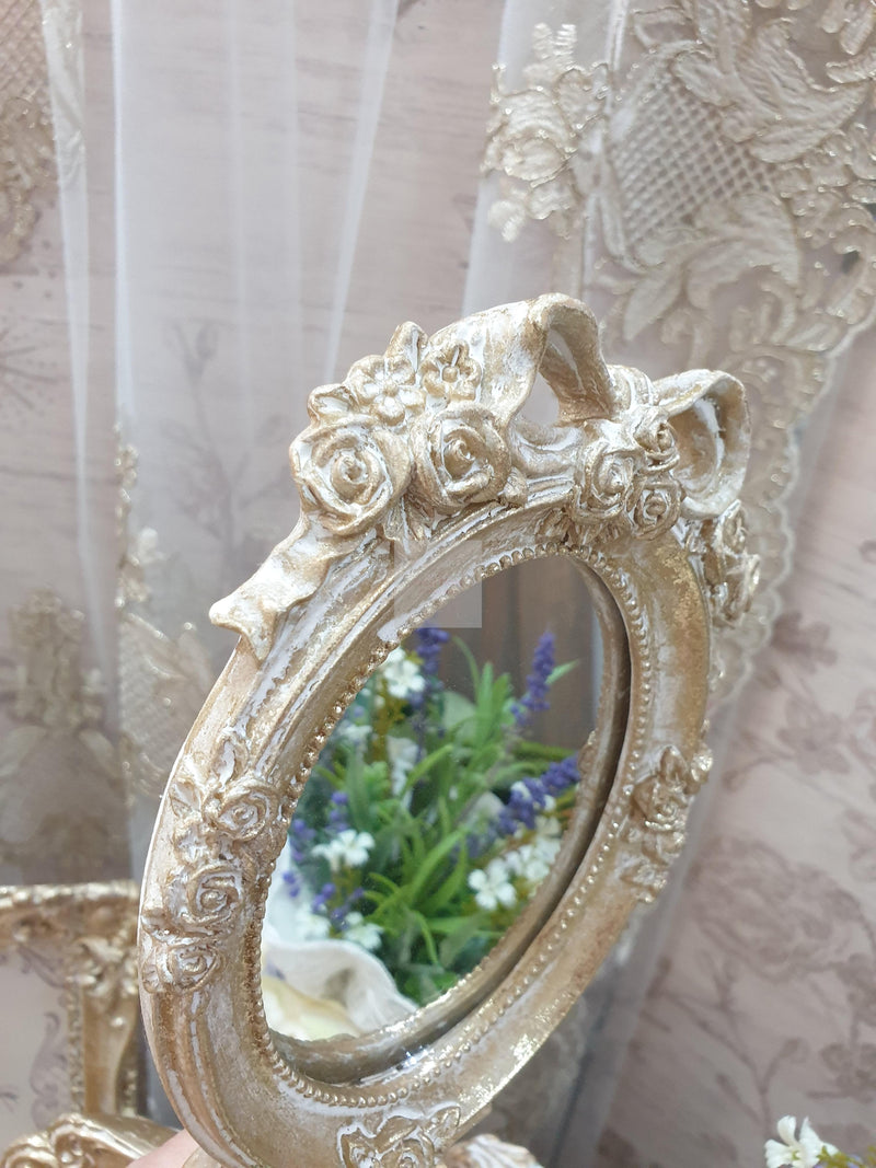 COCCOLE DI CASA Specchietto Bown Dorato Sbiancato