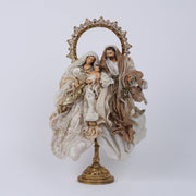 Sacra Famiglia in resina avorio e dorata 36 cm artigianale Made in Italy Fiori di Lena – vista frontale