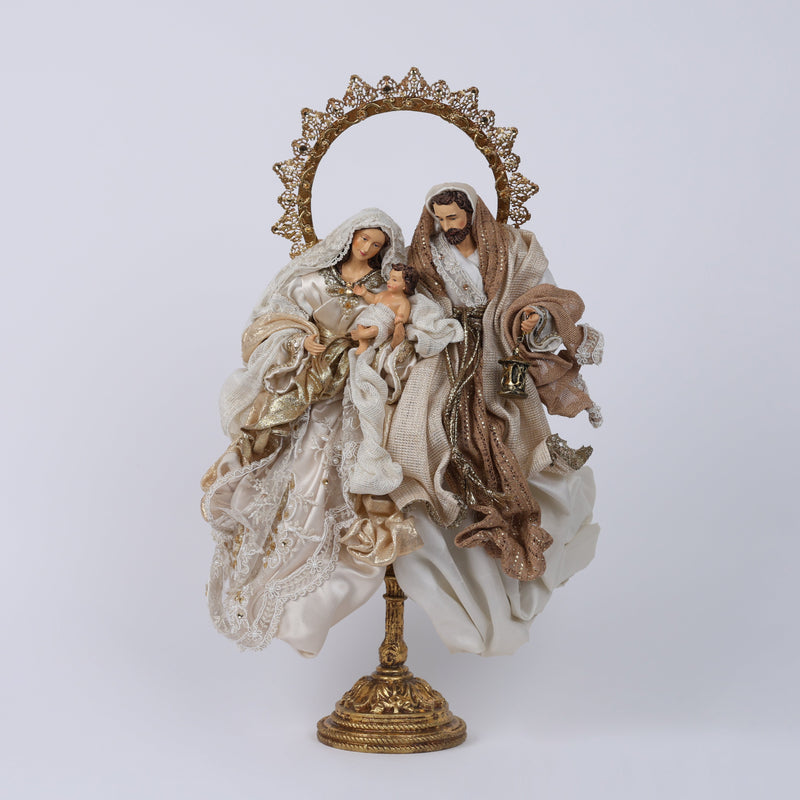 FIORI DI LENA Sacra Famiglia su Base Resina Abito Avorio e Dorato