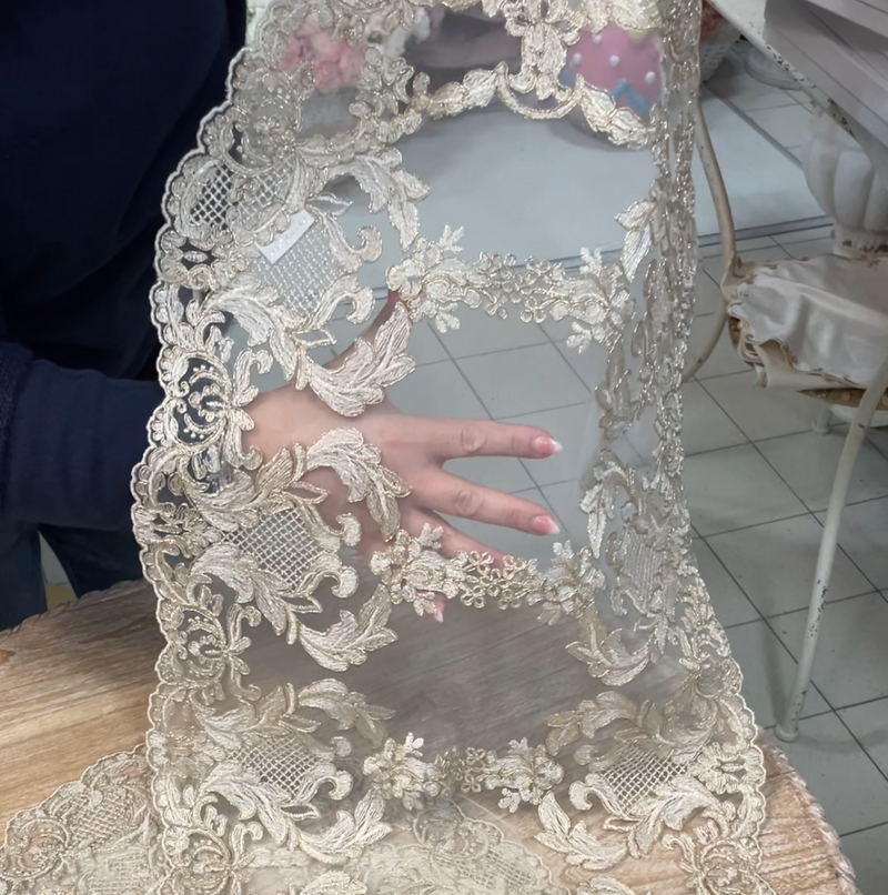 FIORI DI LENA Tris Ovale in Pizzo Doppio Fregio Dorato
