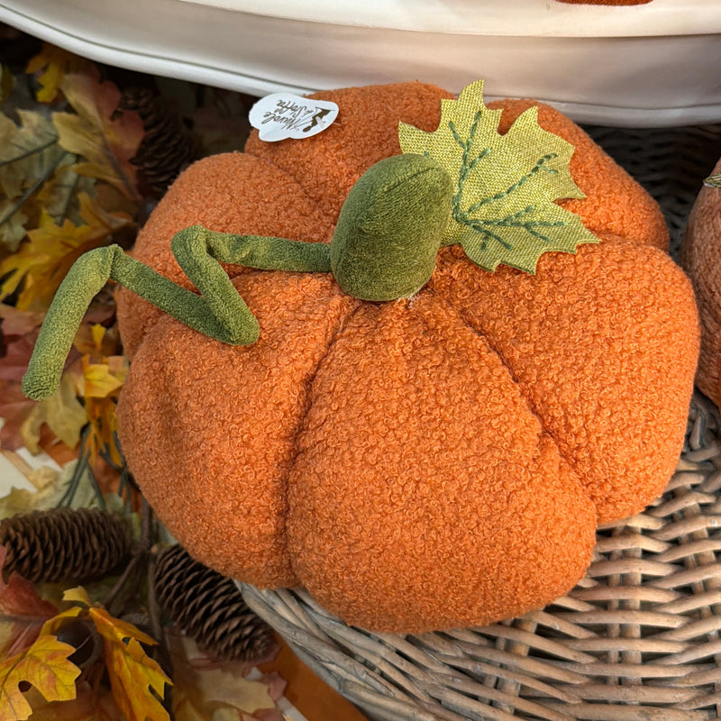 NUVOLE DI STOFFA Zucca Decorativa in Bouclé Arancione 23x23x21 cm