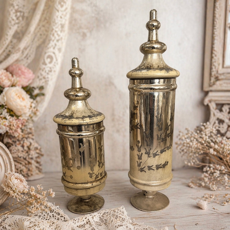 BLANC MARICLÒ Potiche in Vetro Mercurizzato con Anticatura