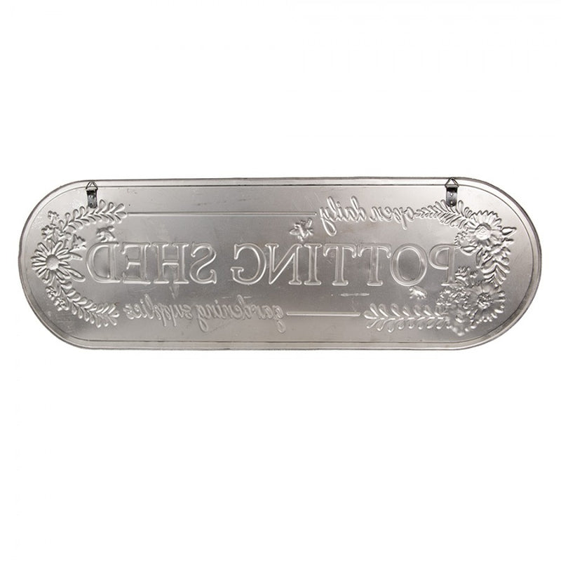 CLAYRE & EEF Targa in Metallo Beige con Scritta e Fiori