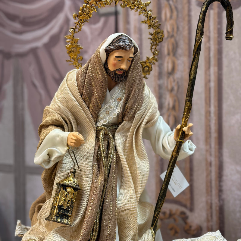 FIORI DI LENA Natività Sacra Famiglia Con Abiti Avorio E Dettagli Dorati