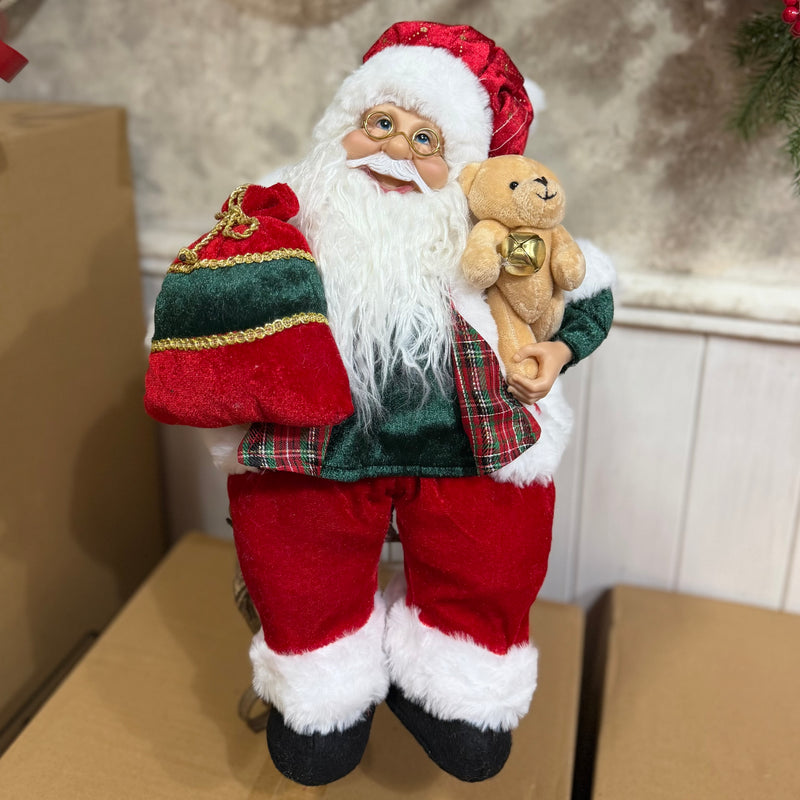FIORI DI LENA Carillon Babbo Natale Seduto A Corda Con Movimento