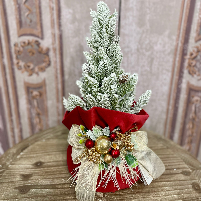 FIORI DI LENA Alberello Natalizio Rosso Tiziano in Velluto