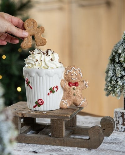 CLAYRE & EEF Tazza Bianca in Ceramica con Omino Pan di Zenzero 350 Ml