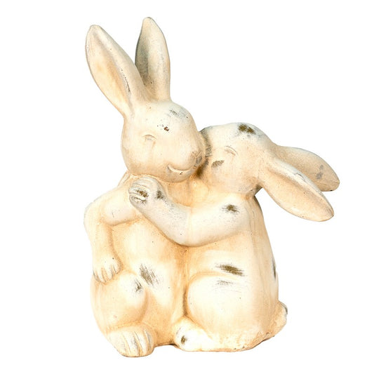 Statua coniglietti innamorati in ceramica beige Clayre & Eef