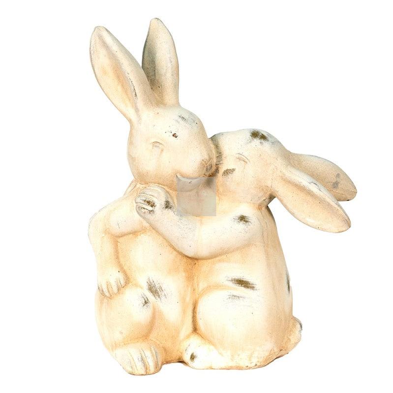 CLAYRE & EEF Statua Coniglietti Innamorati In Ceramica Beige