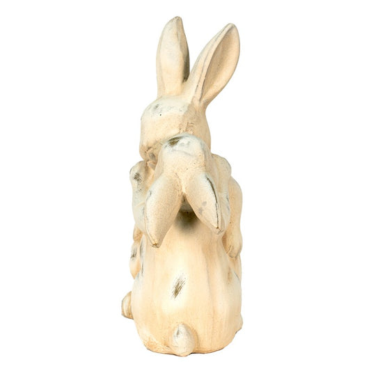 Statua coniglietti innamorati in ceramica beige Clayre & Eef