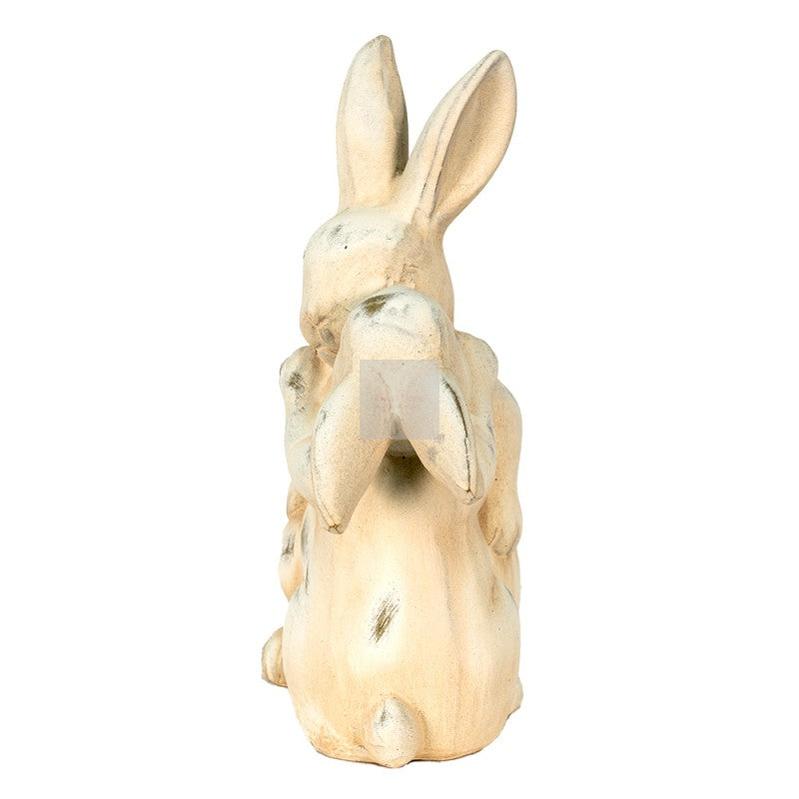 CLAYRE & EEF Statua Coniglietti Innamorati In Ceramica Beige