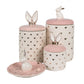 Barattolo bianco e rosa con coniglietto e cuori in ceramica Clayre & Eef