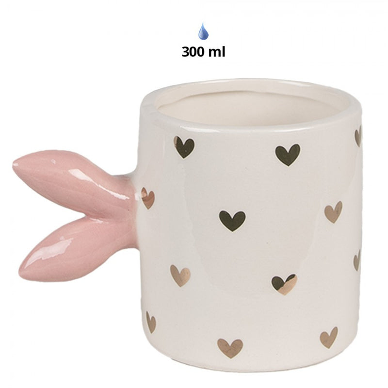 CLAYRE & EEF Tazza Coniglio Bianca e Rosa con Cuori Dorati