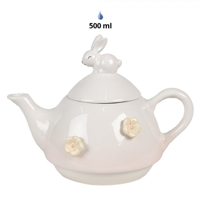 CLAYRE & EEF Tea For One con Coniglio e Fiori in Ceramica
