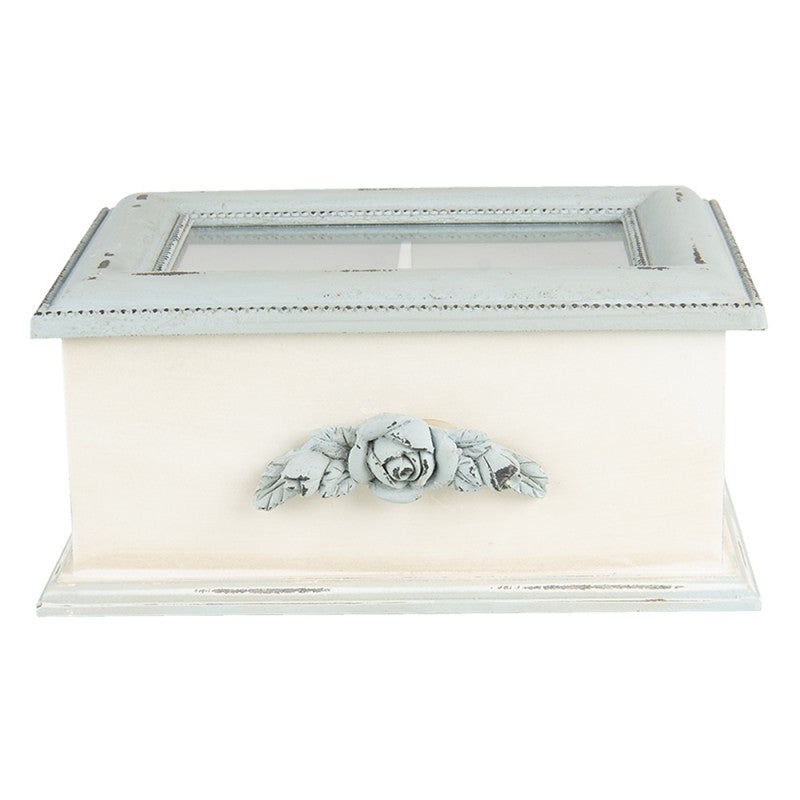 CLAYRE & EEF Scatola Celeste in Legno da Tè con Fiori
