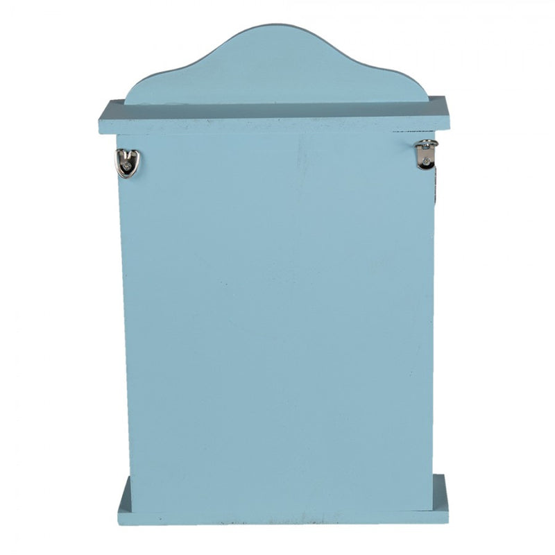 CLAYRE & EEF Cassetta Portachiavi Bianca e Celeste In Legno con Cuori