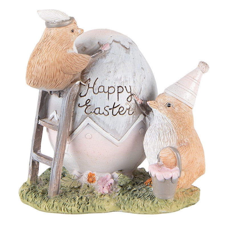CLAYRE & EEF Pulcini con Uovo Happy Easter in Resina