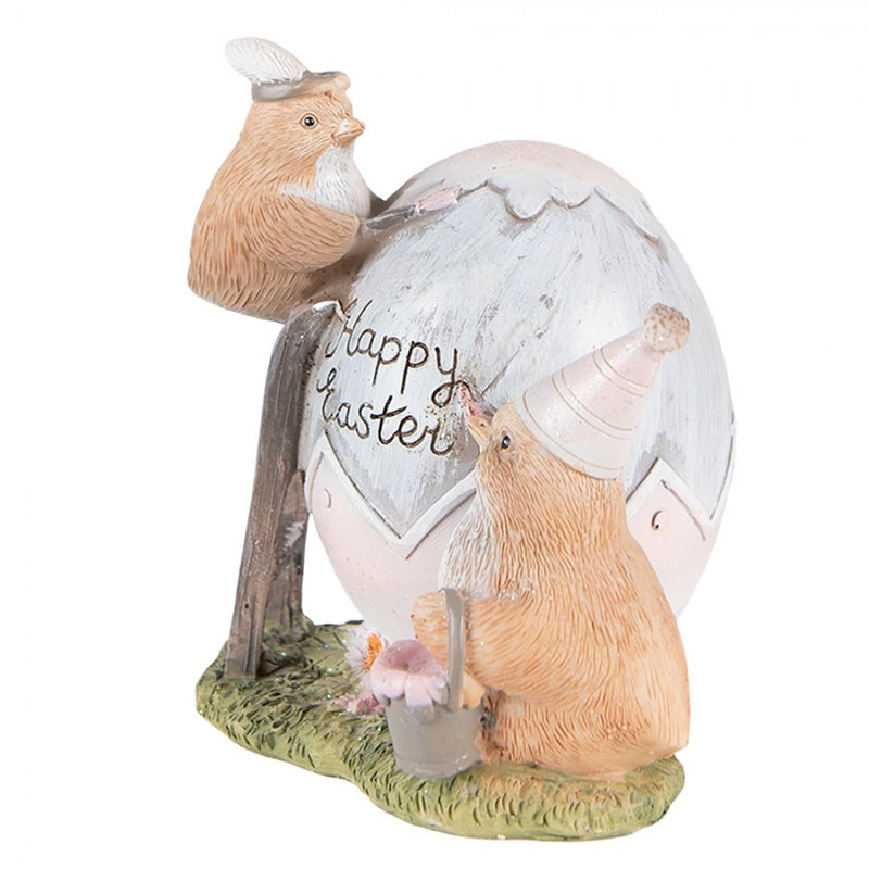 CLAYRE & EEF Pulcini con Uovo Happy Easter in Resina