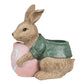 Vaso coniglietto porta pianta verde e rosa con uovo in resina Clayre & Eef