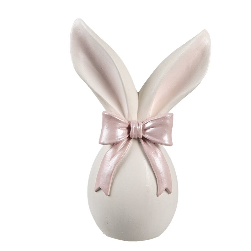 CLAYRE & EEF Uovo con Orecchie e Fiocco Rosa in Resina