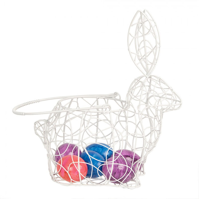 CLAYRE & EEF Cestino Coniglio Bianco in Ferro