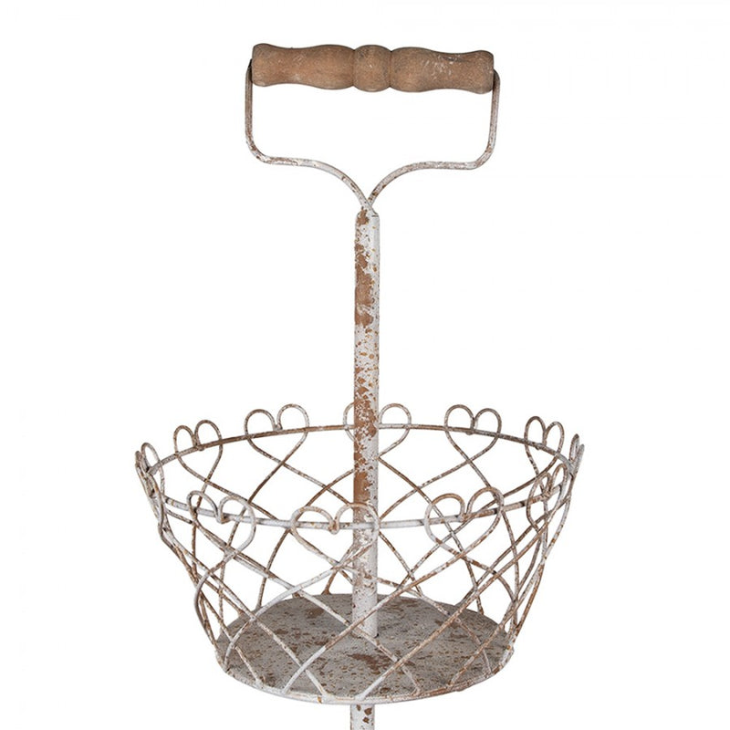 CLAYRE & EEF Alzatina Centrotavola 2 Piani Bianco Anticato in Ferro con Cuori