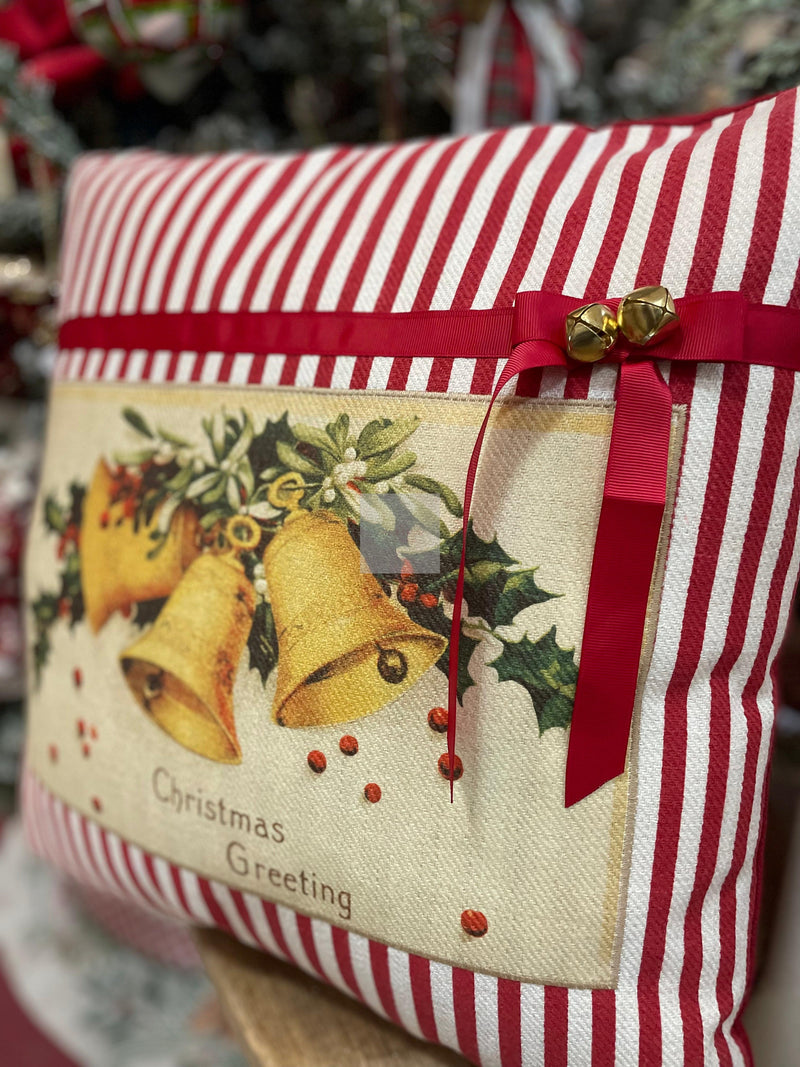 BLANC MARICLÒ Cuscino Natalizio A Righe Con Campane