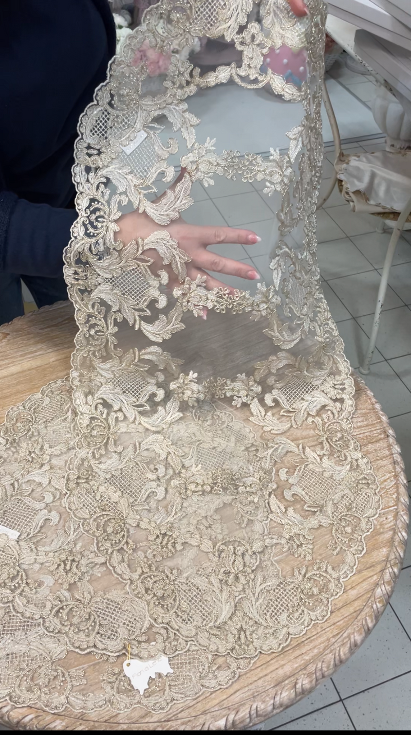 FIORI DI LENA Tris Ovale in Pizzo Doppio Fregio Dorato