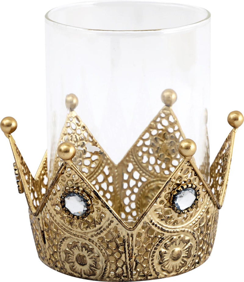 Corona Porta Candela Tealight Dorata in Metallo